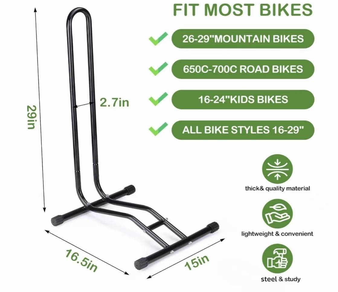 Bike Stand for Garage & Mountain Bikes – Space-Saving Bicycle Storage Solution, Floor Stand for Indoor & Outdoor Use