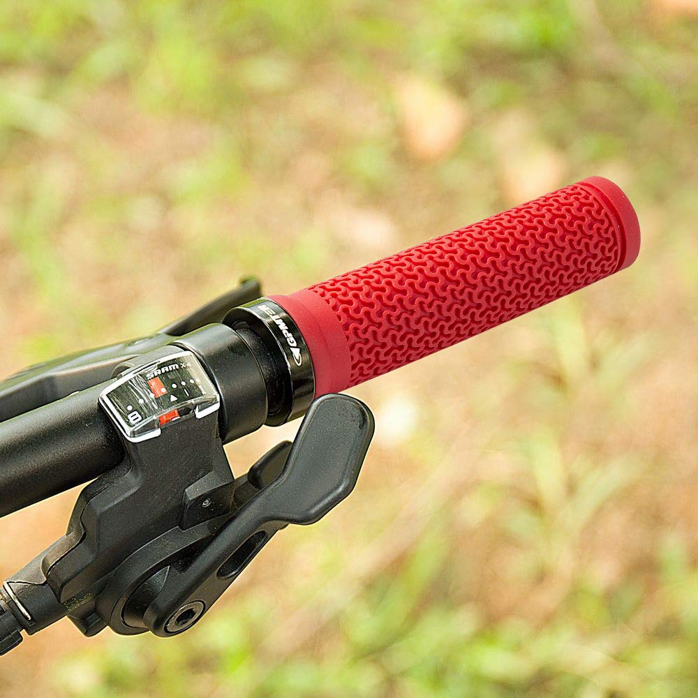 Bike Handlebar Grips, Single Lock on Bicycle Handle Bar, for BMX, Mountain, MTB, Beach Cruiser, Scooter, Folding Bike, Soft Non-Slip-Rubber Hand Grip Comfortable Ergonomic