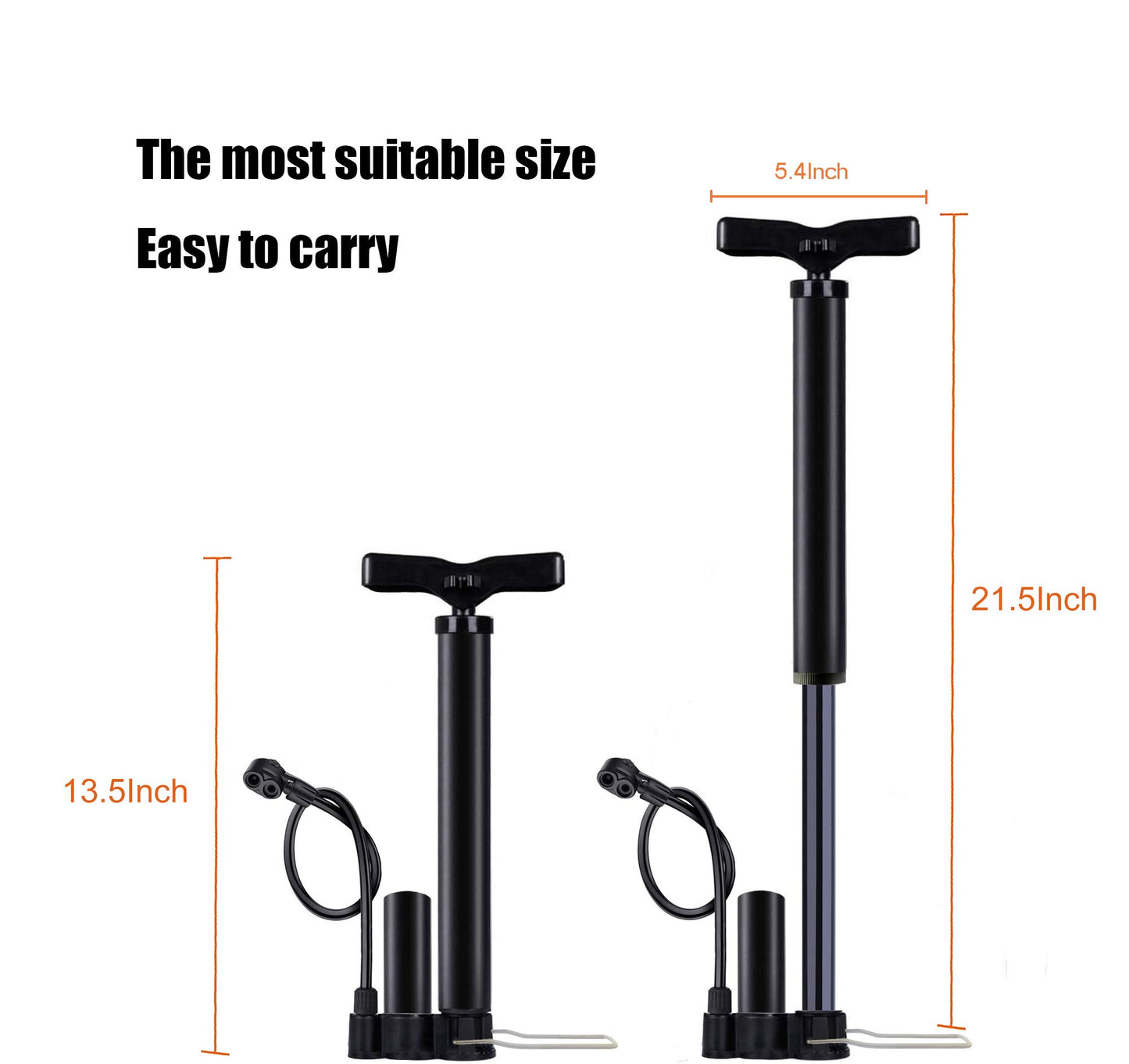 VIMILOLO Bike Pump, Air Bicycle Pump Inflator for Presta and Schrader Valve Tire Ball Bike Portable Pumps 160PSI & 11BAR