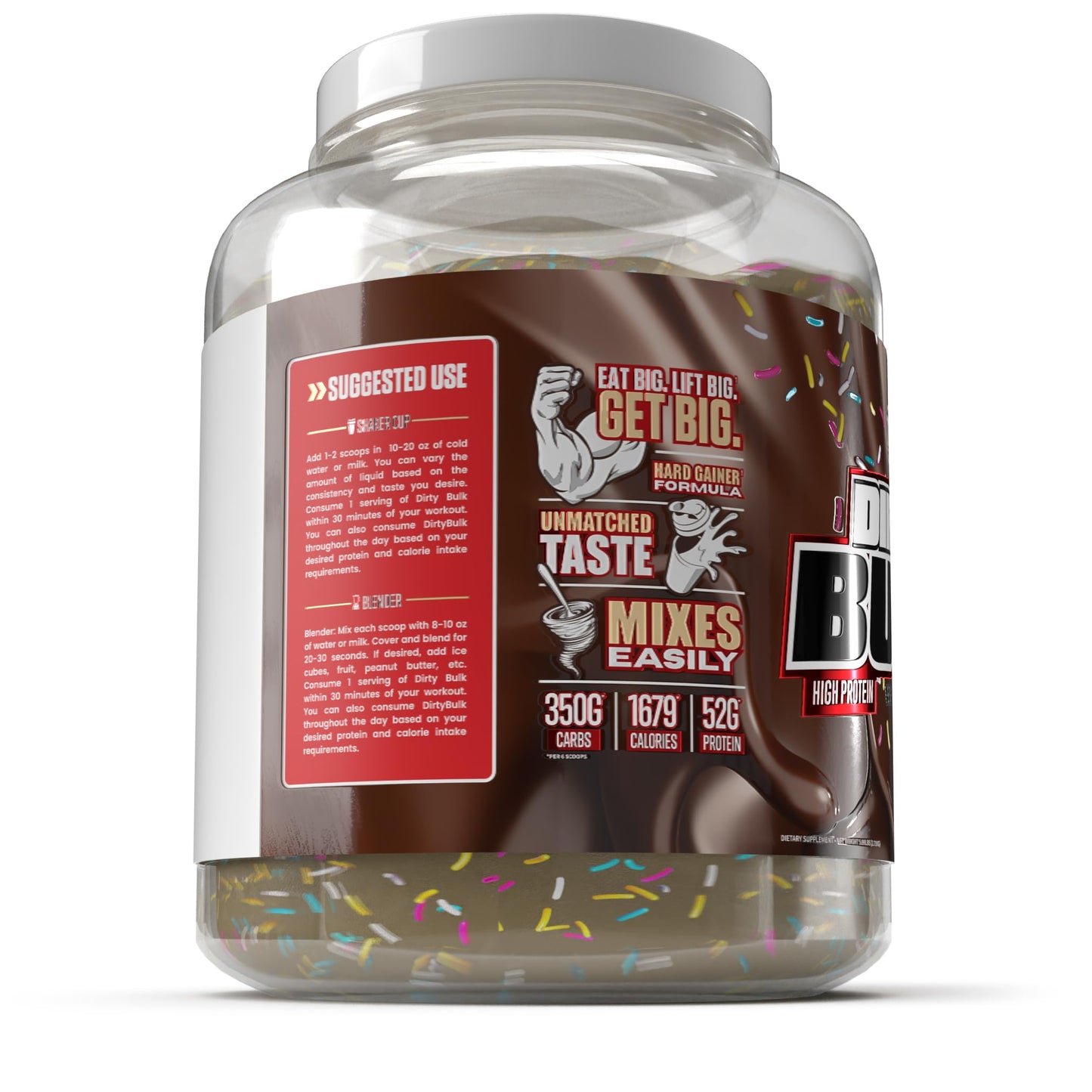 MAN Sports - Dirty Bulk: Chocolate Fudge Pop High Protein Weight Gainer Powder with 52g of Protein