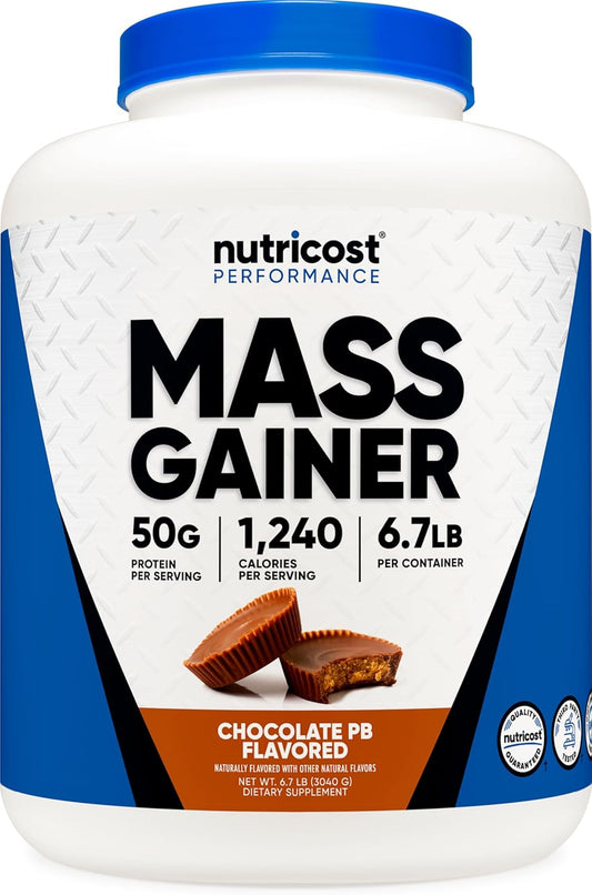 Nutricost Mass Gainer (Chocolate Peanut Butter Flavor, 6.7 LBS) 50 Grams of Protein Per Serving - Non-GMO