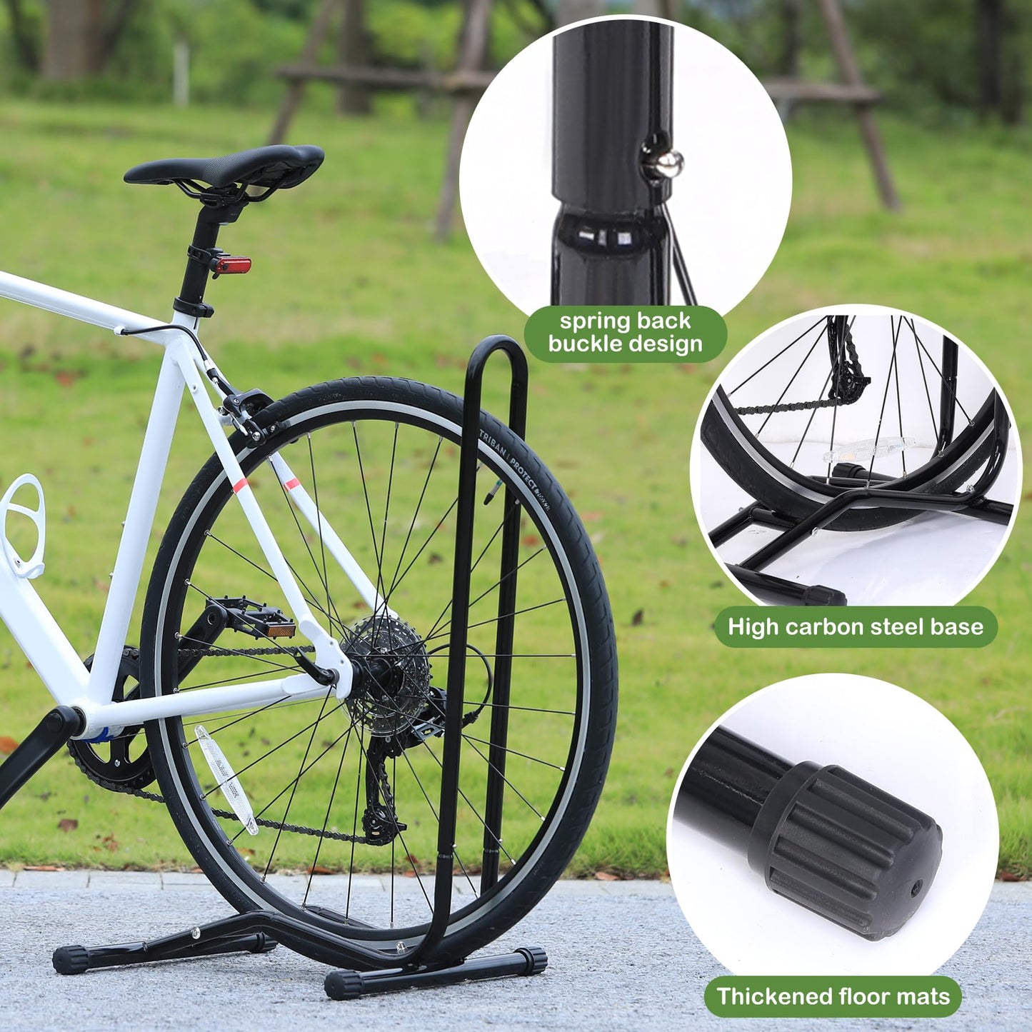 Bike Stand for Garage & Mountain Bikes – Space-Saving Bicycle Storage Solution, Floor Stand for Indoor & Outdoor Use